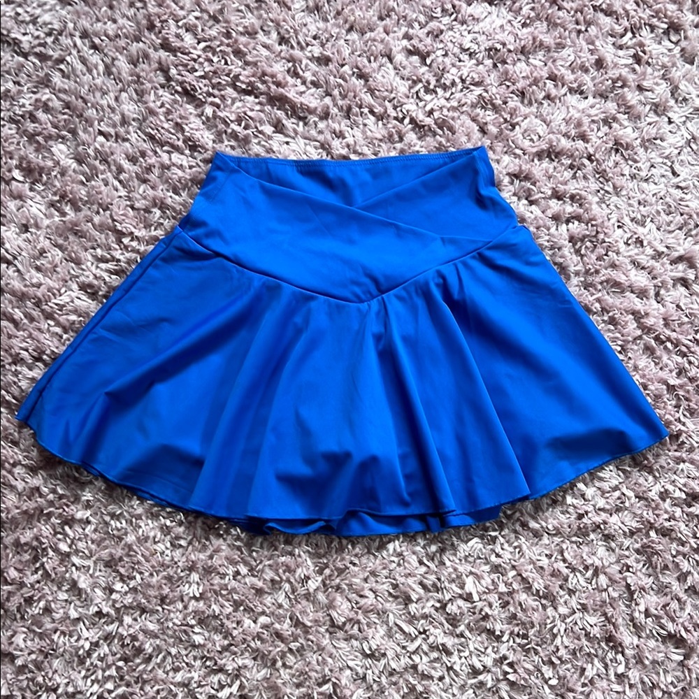 Vibrant Blue Athletic Crossover Waist Skirt